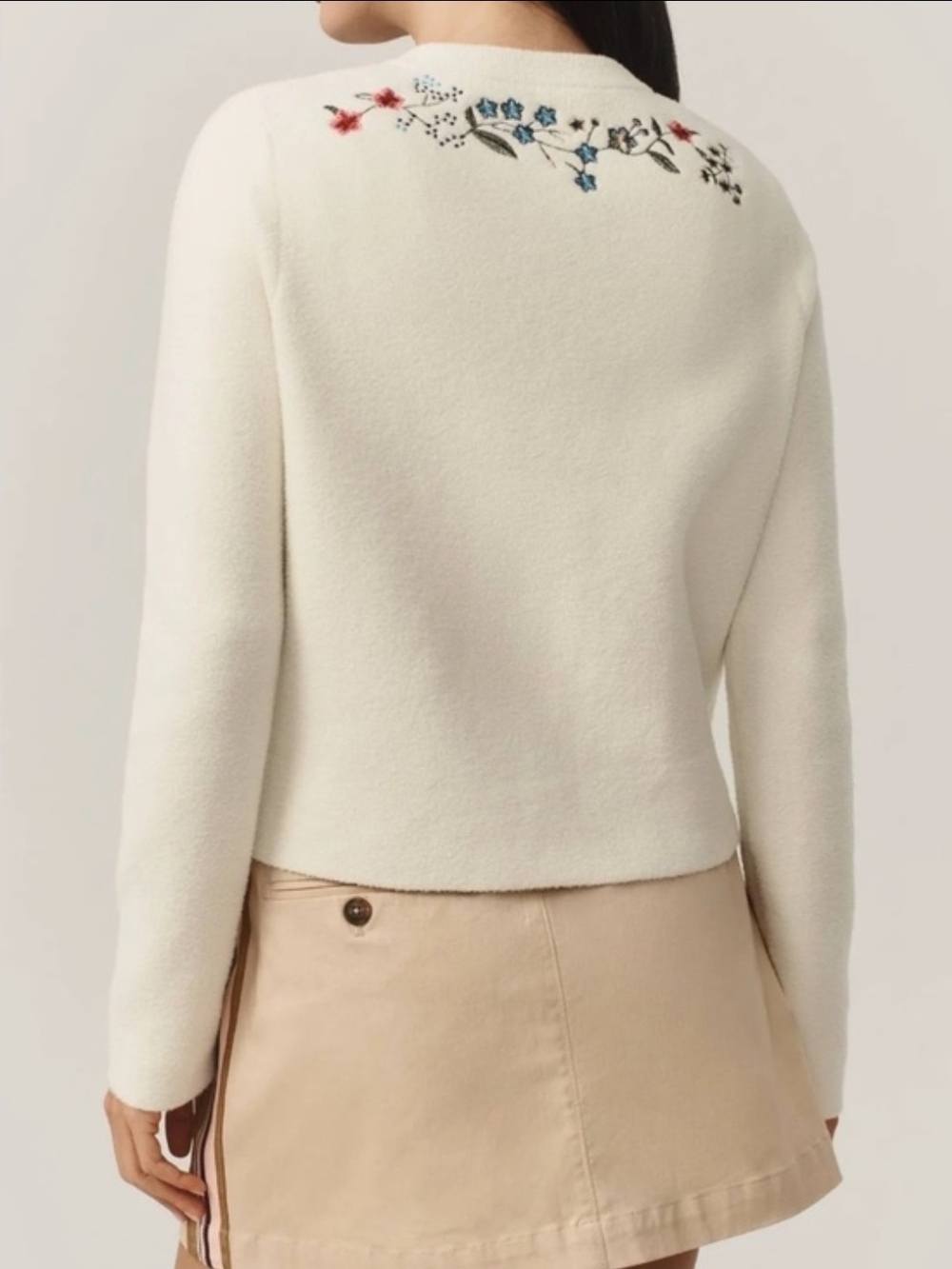 Anthropologie NVLT Embroidered Floral Lady Jacket Cardigan Ivory XL - Picture 2 of 13
